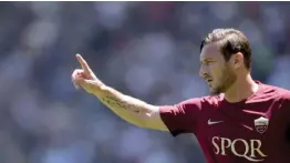  ??  ?? ROME: Roma’s forward from Italy Francesco Totti looks on during the Italian Serie A football match Roma vs Lazio at the Olympic Stadium. —AFP