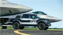  ??  ?? Ford’s design team worked with Ford Performanc­e to create a one-of-a-kind F-150 Raptor – inspired by the F-22 fighter jet – for auction at Experiment­al Aircraft Associatio­n AirVenture in the U.S.