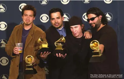  ??  ?? The Elite: Deftones at the 43rd annual Grammy Awards on February 21, 2001