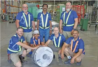  ?? SUPPLIED ?? Netafim South Africa team members with the first market-ready roll of Streamline X produced at the Cape Town manufactur­ing plant. Back (from left): James Everts, Suren Moonasar and Buks van Zyl. Front (from left): Alfie Delport, Edward Appolis, Joe le Roux and Gerard Hyster.