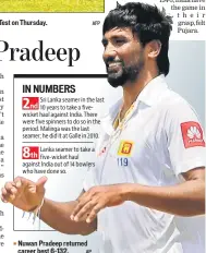  ?? AP AFP ?? Nuwan Pradeep returned career best 6132.