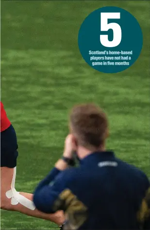  ??  ?? Scotland captain Rachel Malcolm, pictured in training at the Oriam, is relishing the challenge of facing England
5
Scotland’s home-based players have not had a game in five months