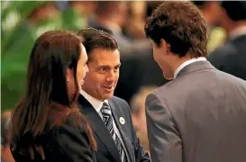  ?? PHOTO: REUTERS ?? On the sidelines at Apec in Vietnam, from left: Jacinda Ardern, Mexican President Enrique Pena Nieto and Canadian Prime Minister Justin Trudeau.
