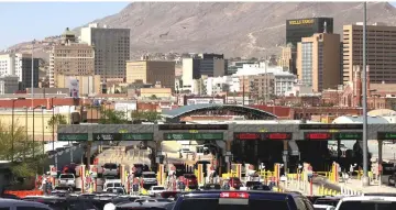  ??  ?? Cars stand in multiple lines as they wait to be inspected by US Border Patrol officers to enter from Mexico to the US as seen from Ciudad Juarez, Mexico. — Reuters photo