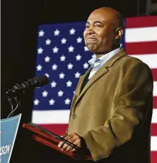  ?? Richard Shiro / Associated Press ?? Democratic candidate Jaime Harrison speaks at a watch party in Columbia, S.C., after losing the Senate race.