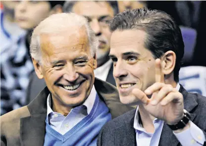  ??  ?? Hunter Biden with his father Joe, then US VicePresid­ent, in 2010