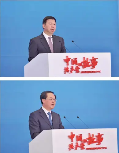  ??  ?? Song Tao, Minister of the Internatio­nal Department of the CPC Central Committee, attended and addressed at the opening ceremony of the Briefing. Che Jun, Secretary of the Zhejiang Provincial Committee of the Communist Party of China attended and addressed at the Briefing.