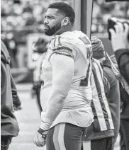  ?? Jonathan Newton / Washington Post ?? Pro Bowl tackle Trent Williams says the Washington medical staff ’s handling of his case after he had a tumor cut from his skull played a part in his holdout.