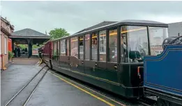  ?? RER ?? Joan, one of the three new carriages, coupled behind Krauss Pacific No.12 Whillan Beck at Ravenglass on May 17.