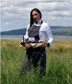  ??  ?? Above: A percentage of the proceeds from the Whisky Mac Bon Bon go to The Royal British Legion and Poppy Scotland. Below: Melanie, originally from Lancashire, at Ardmore Point where she does most of her foraging.