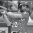  ?? AP/SETH WENIG ?? Washington Nationals second baseman Daniel Murphy was traded to the Chicago Cubs for minor-league infielder Andruw Monasterio. The Nationals also sent reserve infielder Matt Adams to the Cardinals, where Adams played from 2012-17.