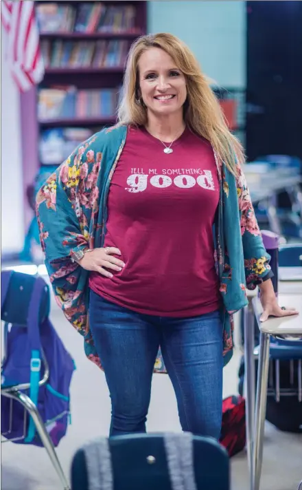  ?? WILLIAM HARVEY/THREE RIVERS EDITION ?? Carrie Parsley, Southwest Middle School’s new principal, stands inside the school in Searcy. Parsley said she hopes to make a positive impact on students and help them feel more confident in themselves.