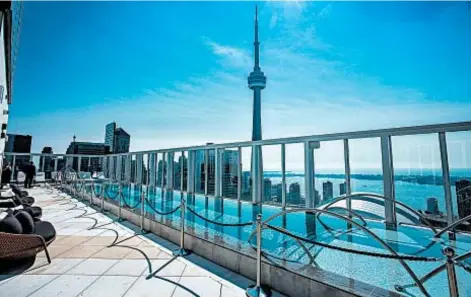  ?? BISHA HOTEL TORONTO ?? The rooftop pool at Bisha Hotel Toronto is a glamorous spot with superb views of the downtown area.