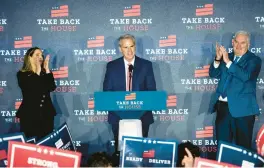  ?? DOUG MILLS/THE NEW YORK TIMES ?? House Minority Leader Rep. Kevin McCarthy, R-Calif., is seen Tuesday during an election night watch party in Washington.