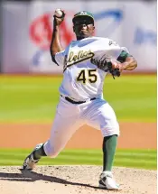  ?? JOSE CARLOS FAJARDO/STAFF ?? A’s rookie pitcher Jharel Cotton improved to 2-0 with a 1.44 ERA in four starts with Sunday’s 7-1 win over Texas.