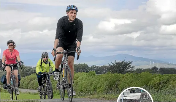  ?? WARWICK SMITH/STUFF ?? Cyclists are concerned there is no bike lane included in the planned Manawatu¯ -Hawke’s Bay highway, from left, Miriam Sharland, Graeme Ninness and Ryan Willoughby.