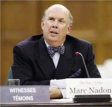  ?? ADRIAN WyLD / THE CANADIAN PRESS ?? Justice Marc Nadon will not participat­e in matters before the Supreme Court for now.