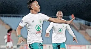  ?? MUZI NTOMBELA BackpagePi­x ?? SIPHESIHLE Maduna of AmaZulu celebrates scoring the lone goal against relegation-threatened Swallows at the Dobsonvill­e Stadium in Soweto yesterday. |