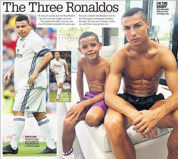  ??  ?? I’M THE DADDY Slim Ronaldo with his son, Cristiano, six