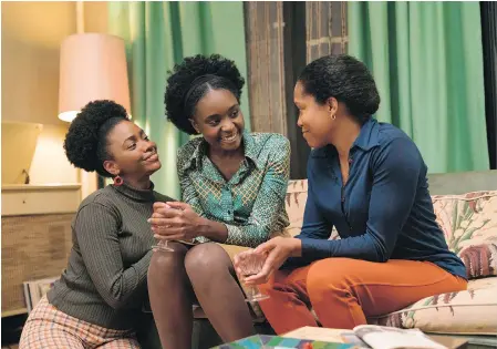  ?? ANNAPURNA PICTURES ?? Teyonah Parris, left, KiKi Layne and Regina King in a scene from If Beale Street Could Talk.