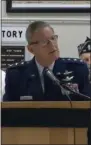  ?? FACEBOOK VIDEO SCREENSHOT ?? Veterans Day Ceremony Keynote speaker Lieutenant General Micheal J. Basla