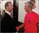  ??  ?? UNCOMFORTA­BLE: Ed Woodward and Jose Mourinho in the Miami tunnel