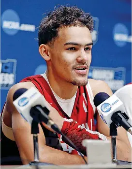  ?? [AP PHOTO] ?? Oklahoma freshman point guard Trae Young announced Tuesday that he would forego his final three years of eligibilit­y to enter this summer’s NBA Draft.