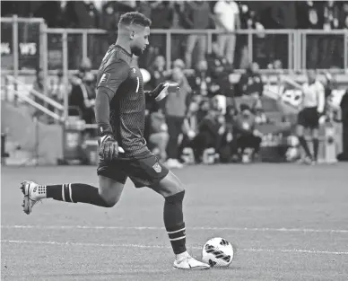  ?? JEFF DEAN/AP ?? United States goalkeeper Zack Steffen plays during a World Cup qualifying match against Mexico on Friday in Cincinnati.