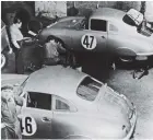 ??  ?? Below Of the two 356 SL Coupes readied for Le Mans, only the no.46 car would race following accident damage sustained to the no.47 car during testing
