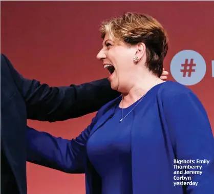  ??  ?? Bigshots: Emily Thornberry and Jeremy Corbyn yesterday