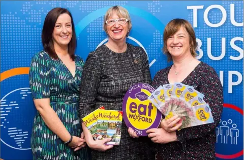  ??  ?? Sinead Hennessy, Fáilte Ireland; Maura Bell, Irish National Heritage Park, Wexford; and Paula Ronan, Wexford Food Family, at the launch of the Step Change programme at the Savoy Hotel in Limerick.