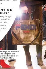  ??  ?? The Fendi logo for Autumn/ Winter ’18 adopted the typography and colours of sportswear brand Fila