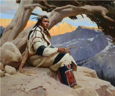  ??  ?? Bighorn Sheep Hunter, oil on canvas, 30 x 36"