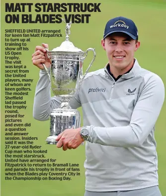  ?? GETTY IMAGES ?? Sheffield’s finest: Matt Fitzpatric­k poses with the US Open trophy