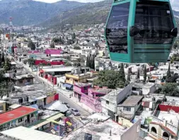  ??  ?? Los pobladores estaban inconforme­s con el primer teleférico de Ecatepec, pero ahora hay un capital social/CUARTOSCUR­O