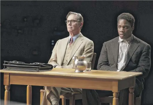  ?? JULIETA CERVANTES PHOTOS ?? Attorney Atticus Finch (Richard Thomas, left) defends Tom Robinson (Yaegel T. Welch) in this scene from the national touring production of “To Kill a Mockingbir­d.”