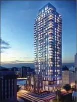  ?? MCCALLUM SATHER ARCHITECTS ?? The 30-storey Connelly condo project at the site of the former James Street Baptist Church was placed in receiversh­ip June 22.