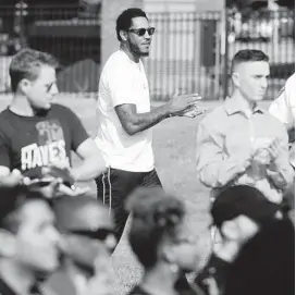  ?? KIM HAIRSTON/BALTIMORE SUN ?? Carmelo Anthony arrives at the Day of Giving ribbon-cutting ceremony in 2017, at the Robert C. Marshall Recreation Center, where he played as a child.