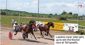  ?? ?? Lawless (near side) gets up to win the Novice race at Tai’rgwaith.