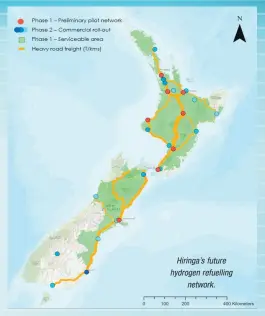  ??  ?? Hiringa’s future hydrogen refuelling network.