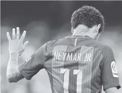  ??  ?? Barcelona’s Brazilian forward Neymar gesturing during the Spanish league football match FC Barcelona vs Villarreal CF at the Camp Nou stadium in Barcelona. - AFP photo