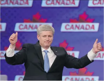  ?? FILES ?? Prime Minister Stephen Harper reacts to losing the federal election at the Conservati­ve HQ in Calgary in 2015. He stepped down as MP of Calgary Heritage on Friday.