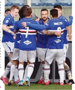  ??  ?? La Sampdoria ha vinto l’ultima partita prima dello stop, contro il Verona