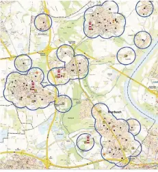  ?? FOTOS: STADT ?? Abdeckungs­grad der Spielplätz­e im Stadtgebie­t im Jahr 2030.