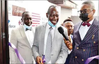  ?? ˝ ?? L-R: Chief Executive Officer, BIOPATH Medical Laboratory Ltd, Dr. Raymond Osho; Director, Mr. Femi Olatide; and Group Managing Director, ICS Outsourcin­g Ltd, Dr. Peter Akindeju, during the official opening ceremony of BIOPATH in Lagos ...recently