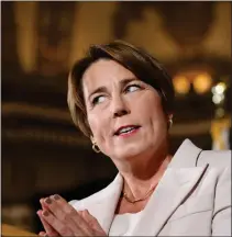  ?? STUART CAHILL — BOSTON HERALD ?? Gov. Elect Maura Healey at the Massdems election night party held at the Fairmont Copley Hotel November 8, 2022 in , BOSTON, MA.