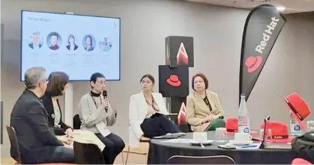  ?? PHOTOGRAPH COURTESY OF VERONICA R/ LINKEDIN ?? YOLY Crisanto, chief sustainabi­lity and corporate communicat­ions officer at Globe, joins a panel discussion led by STL Partners and Red Hat during the Mobile World Congress 2024, 27 February.