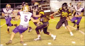  ?? MARK HUMPHREY ENTERPRISE-LEADER ?? Prairie Grove reserve running back Garrett Heltemes carries the football in Friday’s 49-6 win over Berryville.