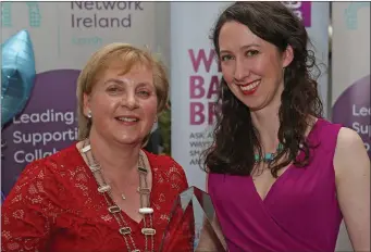  ??  ?? Aine Nic an Riogh, @The Drawing Room who won the Award for “One to Watch” at the Network Ireland Louth Business Woman of the Year Awards with President of Network Louth Aileen Phelan.