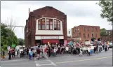  ?? TANIA BARRICKLO — DAILY FREEMAN ?? About 100 people gathered outside the Kingston, N.Y., office of Rep. Antonio Delgado on Tuesday, July 2, to call for the closure of U.S. detention centers where migrant children are held.